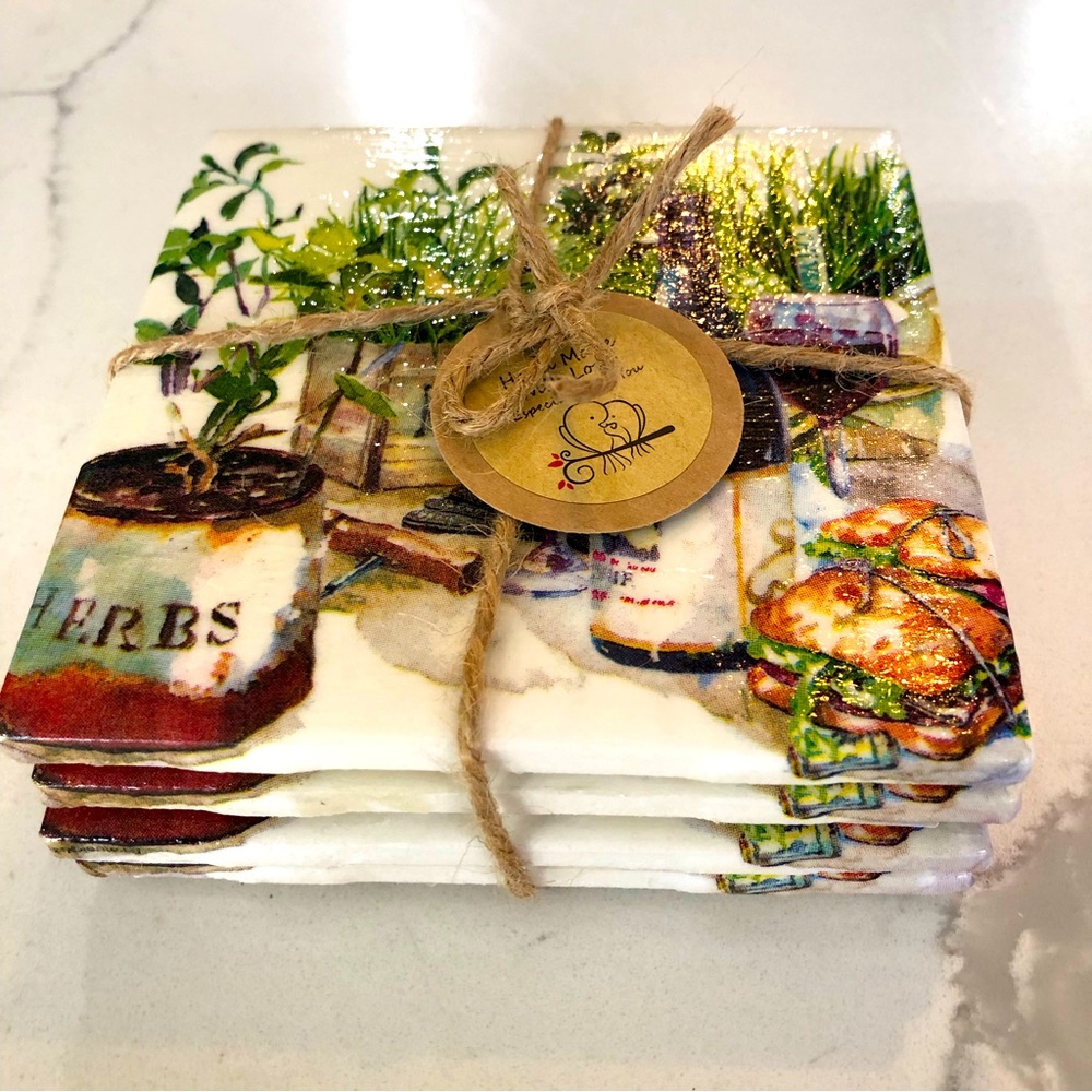 NEW! Rustic ceramic drink coasters